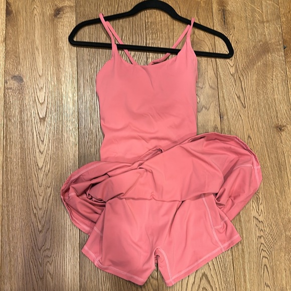 Halara Pink Spaghetti Strap athletic Dress with attached shorts - Picture 3 of 3